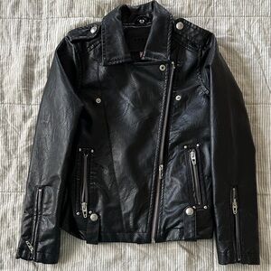 Blank NYC Black Faux Leather Jacket girls size Small